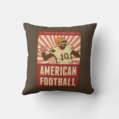 レトロヴィンテージクラシックブラウンアメリカンフットボール クッション (裏面)