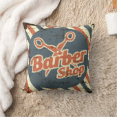 レトロヴィンテージクラシックブルー理容師ショップ クッション (ブランケット)