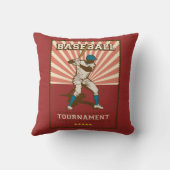 レトロヴィンテージクラシックレッドベースボールチャンピオンスロー クッション (裏面)