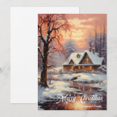 レトロヴィンテージクラシック居心地の良い冬の夜のシーン シーズンカード (正面/裏面)