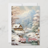 レトロヴィンテージクラシック居心地の良い冬山のシーン シーズンカード (正面)