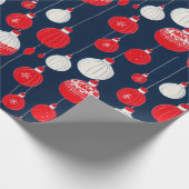 レトロヴィンテージクリスマスイラストレーションパターン ラッピングペーパー (角)