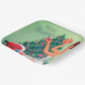 レトロヴィンテージクリスマスウーマンサンタパーティープレート ペーパープレート (傾斜あり)