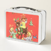 レトロヴィンテージクリスマスエンジェルスホリデー メタルランチボックス (裏面)