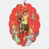 レトロヴィンテージクリスマスエンジェルズアッド文字 オーナメントカード (左)