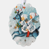 レトロヴィンテージクリスマスエンジェルズアッド文字 オーナメントカード (左)