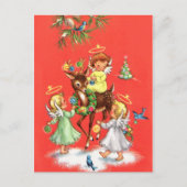 レトロヴィンテージクリスマスエンジェルズディアホリデイ 案内ポストカード (正面)