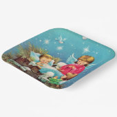 レトロヴィンテージクリスマスエンジェルズホリデイ ペーパープレート (傾斜あり)