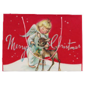 レトロヴィンテージクリスマスエンジェルディアホリデイ ラージペーパーバッグ (裏面)