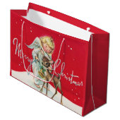 レトロヴィンテージクリスマスエンジェルディアホリデイ ラージペーパーバッグ (正面アングル)