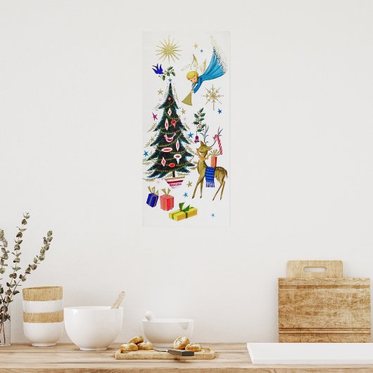 レトロヴィンテージクリスマスエンジェルトインデナーポスター ポスター (キッチン)