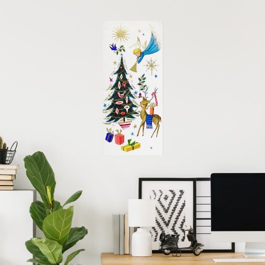 レトロヴィンテージクリスマスエンジェルトインデナーポスター ポスター (ホームオフィス)