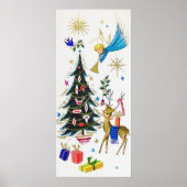 レトロヴィンテージクリスマスエンジェルトインデナーポスター ポスター (正面)