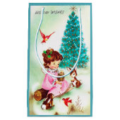 レトロヴィンテージクリスマスエンジェルパーティーバッグ スモールペーパーバッグ (正面)