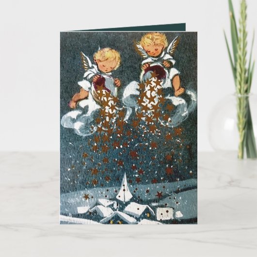 レトロヴィンテージクリスマスエンジェル追加メッセージカード シーズンカード (正面)