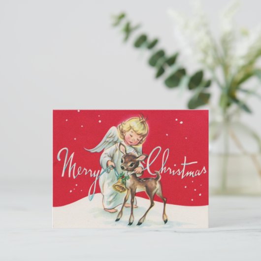 レトロヴィンテージクリスマスエンジェル シーズンポストカード (スタンド正面)