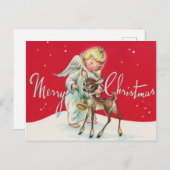 レトロヴィンテージクリスマスエンジェル シーズンポストカード (正面/裏面)