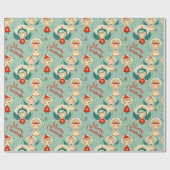 レトロヴィンテージクリスマスエンジェル ラッピングペーパー (フラット)