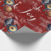 レトロヴィンテージクリスマスオーナメントオンレッド ラッピングペーパー (角)