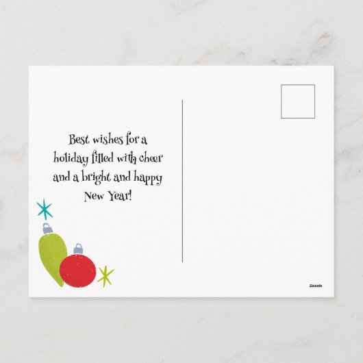 レトロヴィンテージクリスマスオーナメントカスタマイズ シーズンポストカード (裏面)