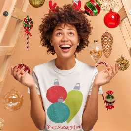 レトロヴィンテージクリスマスオーナメントカスタムメッセージ Tシャツ