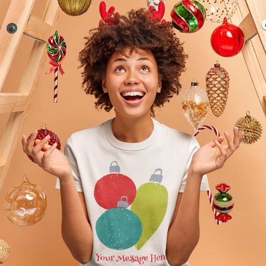 レトロヴィンテージクリスマスオーナメントカスタムメッセージ Tシャツ
