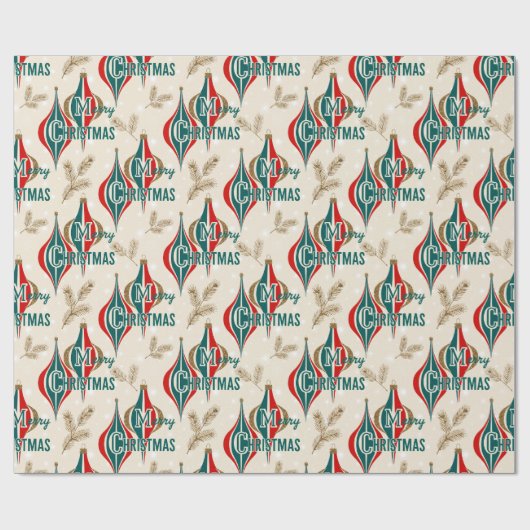 レトロヴィンテージクリスマスオーナメントジュビリー ラッピングペーパー (フラット)