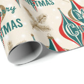 レトロヴィンテージクリスマスオーナメントジュビリー ラッピングペーパー (ロールコーナー)
