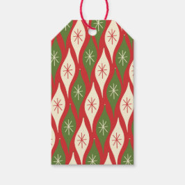 レトロヴィンテージクリスマスオーナメントパターンon赤 ギフトタグ
