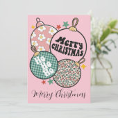 レトロヴィンテージクリスマスオーナメントフォトファミリー シーズンカード (スタンド正面)