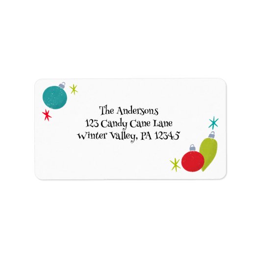 レトロヴィンテージクリスマスオーナメント差出人住所 ラベル (正面)