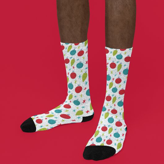 レトロヴィンテージクリスマスオーナメント パターン（の模様が）ある ソックス