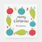 レトロヴィンテージクリスマスオーナメント パーソナライズされた スタンダードランチョンナプキン (正面)