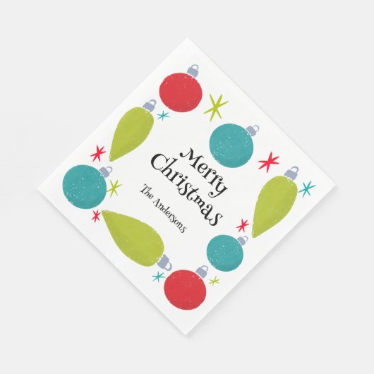 レトロヴィンテージクリスマスオーナメント パーソナライズされた スタンダードランチョンナプキン (角)