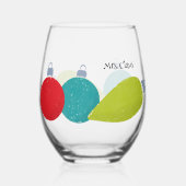 レトロヴィンテージクリスマスオーナメント パーソナライズされた ステムなしワイングラス (正面)