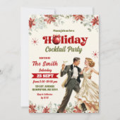 レトロヴィンテージクリスマスカクテルホリデーパーティー 招待状 (正面)