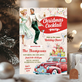 レトロヴィンテージクリスマスカクテルホリデーパーティー 招待状