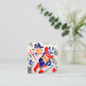 レトロヴィンテージクリスマスカップルホリデー スクエア名刺 (スタンド正面)