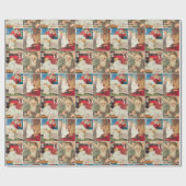 レトロヴィンテージクリスマスカードコラージュ ラッピングペーパー (フラット)