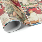 レトロヴィンテージクリスマスカードコラージュ ラッピングペーパー (ロールコーナー)