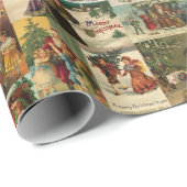 レトロヴィンテージクリスマスカードコラージュ ラッピングペーパー (ロールコーナー)