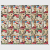 レトロヴィンテージクリスマスカードコラージュ ラッピングペーパー (フラット)