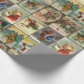 レトロヴィンテージクリスマスカードコラージュ ラッピングペーパー (角)