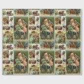 レトロヴィンテージクリスマスカードコラージュ ラッピングペーパー (フラット)