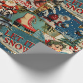 レトロヴィンテージクリスマスカードコラージュ ラッピングペーパー (角)