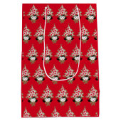 レトロヴィンテージクリスマスガールとツリーハット ミディアムペーパーバッグ (裏面)