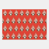 レトロヴィンテージクリスマスガールとツリーハット ラッピングペーパーシート (正面3)
