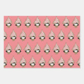 レトロヴィンテージクリスマスガールとツリーハット ラッピングペーパーシート (正面2)