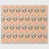 レトロヴィンテージクリスマスガールとツリーハット ラッピングペーパー (フラット)