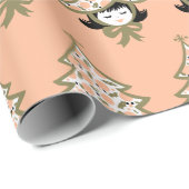 レトロヴィンテージクリスマスガールとツリーハット ラッピングペーパー (ロールコーナー)